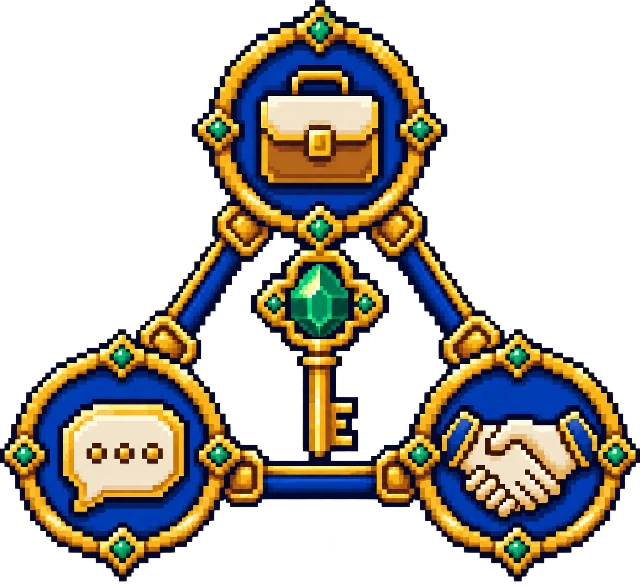 Pixel-art network connecting hiring insiders