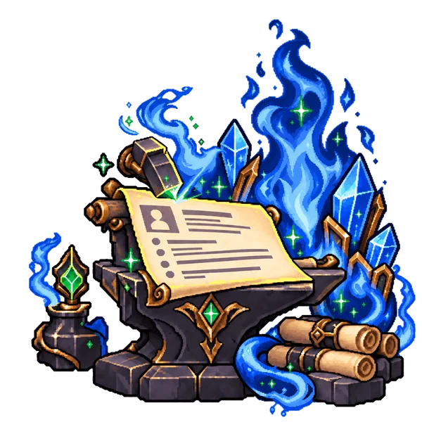Pixel-art resume document
